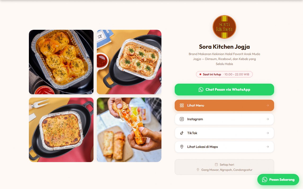 Screenshot website Sora Kitchen