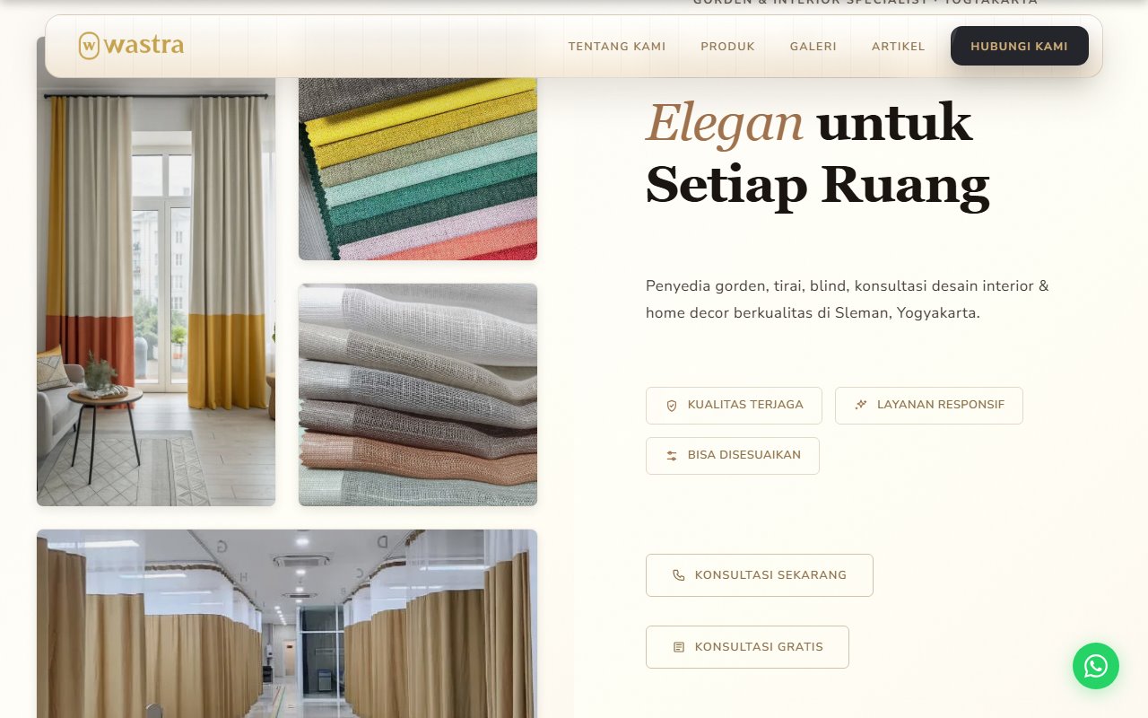 Screenshot website Wastra Home Fabric